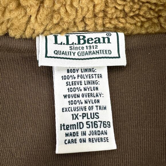 L.L. Bean Sherpa Fleece Stand Collar Antique Gold Snap Front Cozy Jacket Size 1X - Picture 10 of 13
